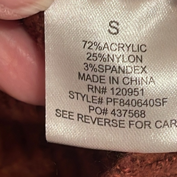 Fate long sleeve cropped wave hem Rust & white wide stripes sweater women’s sz S - Picture 6 of 12